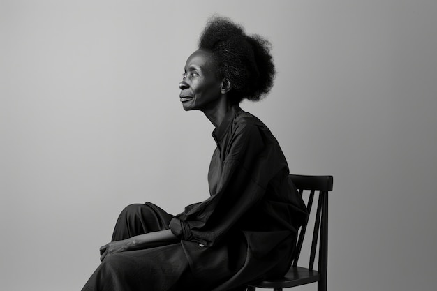 Beautiful african woman monochrome portrait