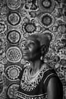 Бесплатное фото Красивая африканская женщина монохромный портрет