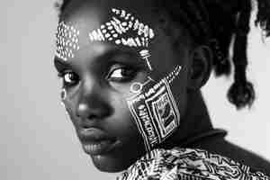 Free photo beautiful african woman monochrome portrait