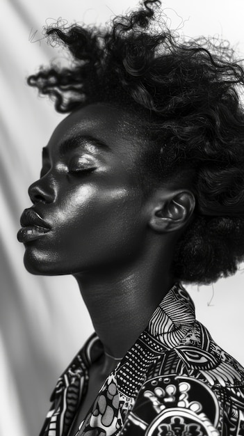 Beautiful african woman monochrome portrait