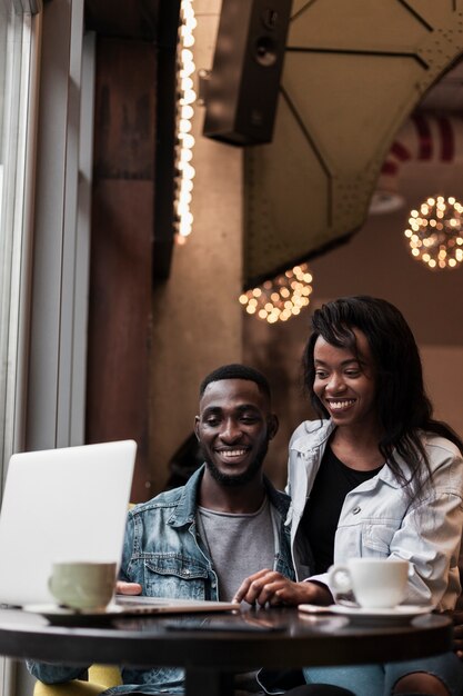 Beautiful afroamerican couple front view