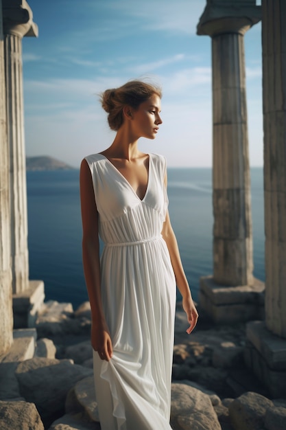 Free photo beautiful ancient greece woman portrait