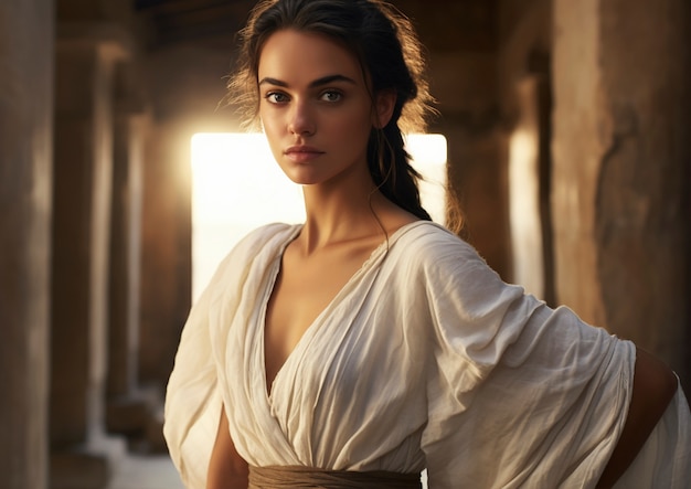 Free photo beautiful ancient greece woman portrait