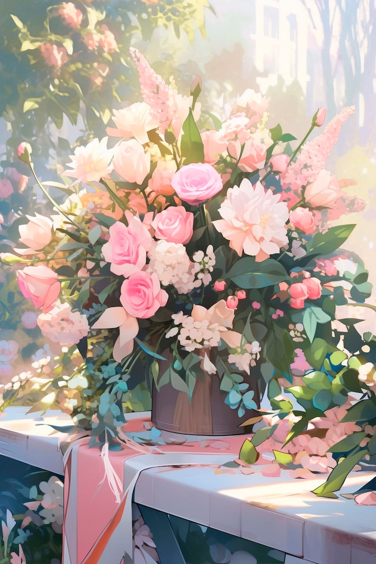 無料Photo 美しいアニメの花 漫画のシーン
