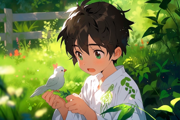 Free photo beautiful anime kid cartoon scene