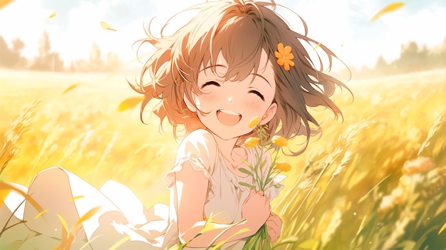 Free photo beautiful anime kid cartoon scene