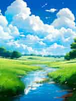 Free photo beautiful anime landscape cartoon scene