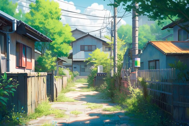 Beautiful anime landscape cartoon scene