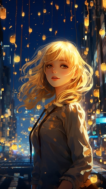 Beautiful anime portrait on new year's eve
