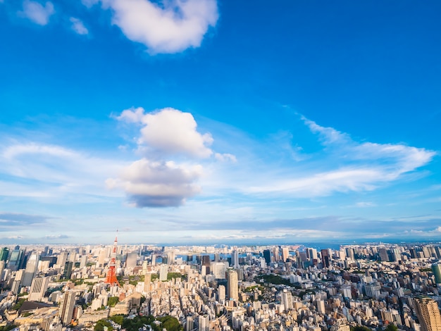 Beautiful Architecture and building around tokyo city with tokyo tower in japan