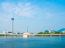 Beautiful architecture building of macau tower in the city