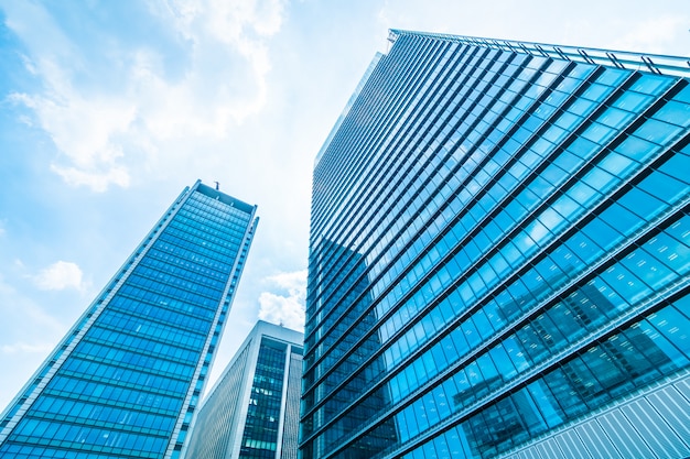 Beautiful architecture office building skyscraper with window glass pattern