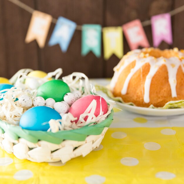 Free photo beautiful arrangement of easter treats