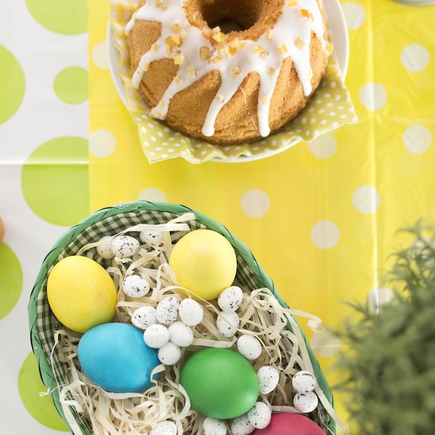 Beautiful arrangement of eggs and cake