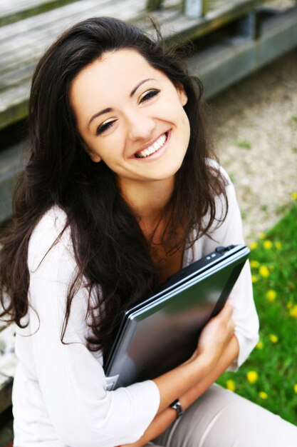 Beautiful and attractive woman in  park