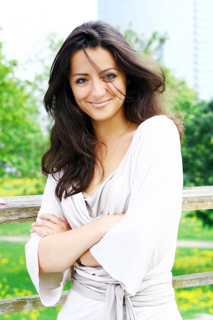 Beautiful and attractive woman in  park