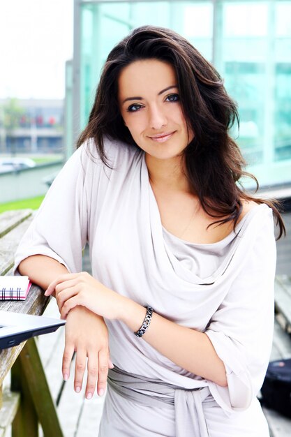 Beautiful and attractive woman in  park