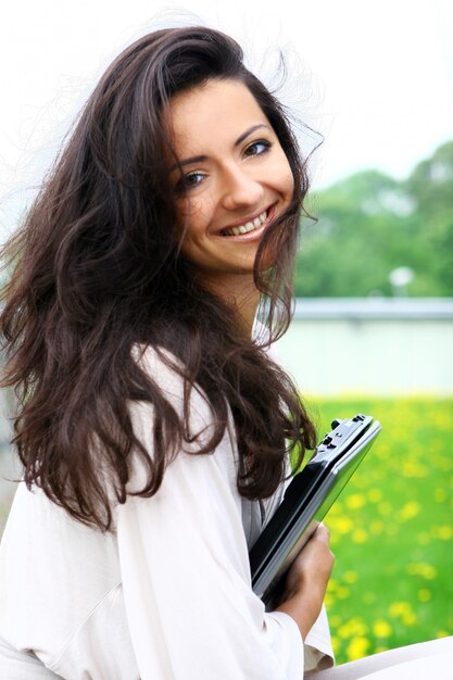 Beautiful and attractive woman in the street