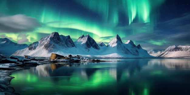 Free photo beautiful auroras on night sky