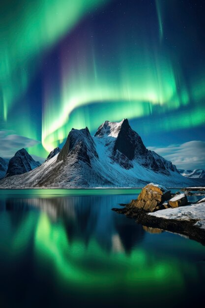 Beautiful auroras on night sky