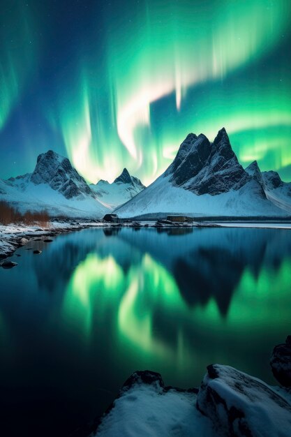 Beautiful auroras on night sky