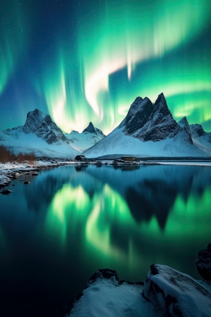 Beautiful auroras on night sky