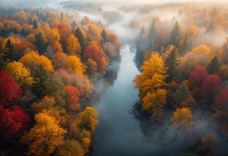 Free Photo beautiful autumnal landscape