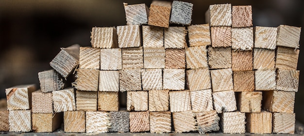 beautiful background with folded strips of wood, close-up