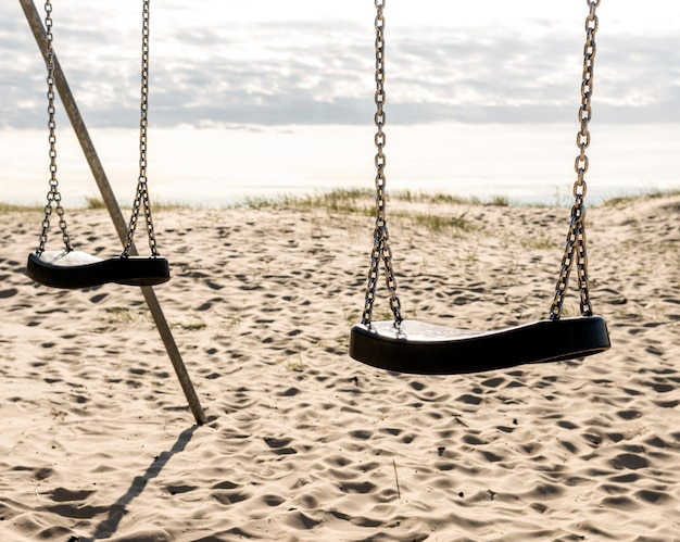 Beautiful beach landscape with swings