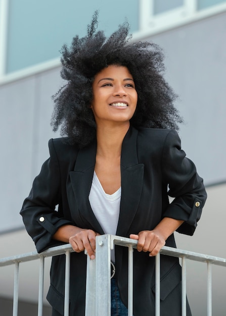 Beautiful black model posing  medium shot