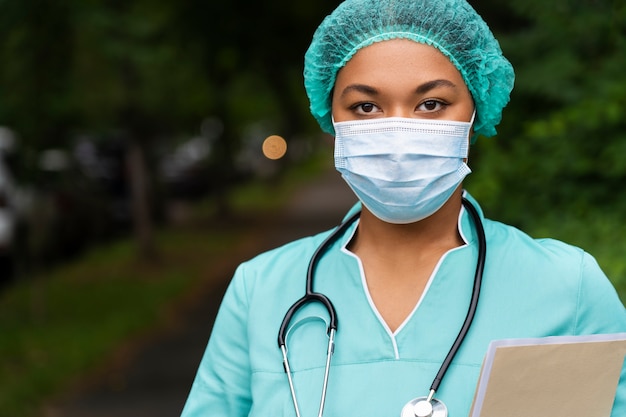 Beautiful black nurse portrait