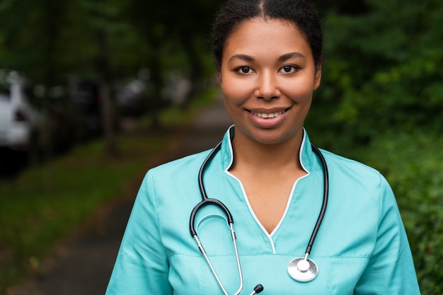Beautiful black nurse portrait