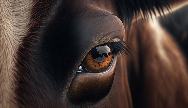 Beautiful black stallion curious gaze captures attention generated by AI
