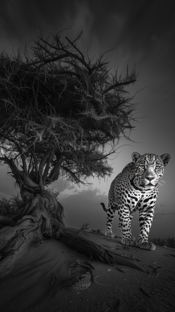 Free Photo beautiful black and white jaguar