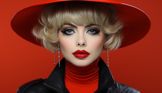 Beautiful blond woman exudes elegance and sensuality in fashion portrait generated by artificial intelligence