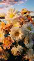 Free photo beautiful blooming flower field spring season