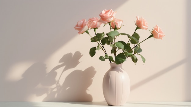 Free photo beautiful blooming roses in vase