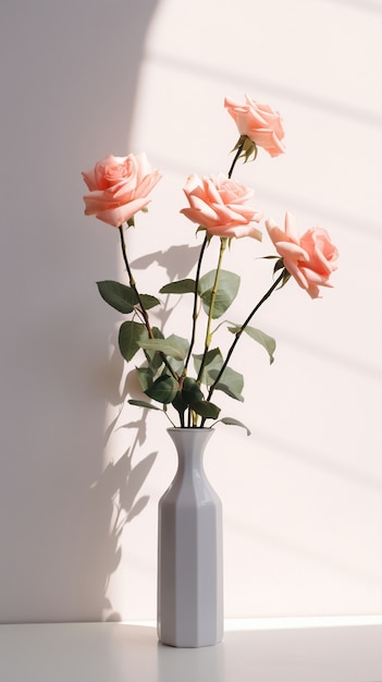 Красивые цветущие розы в вазе