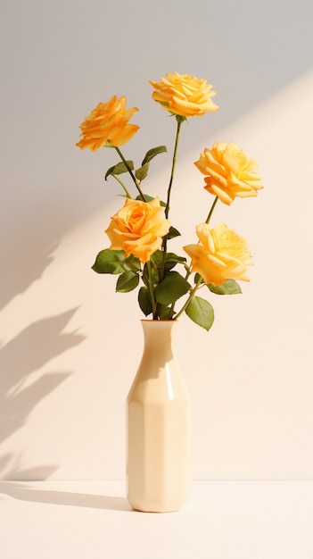 Beautiful blooming roses in vase