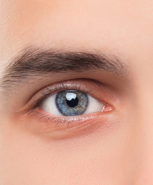 Beautiful blue man eyes close up