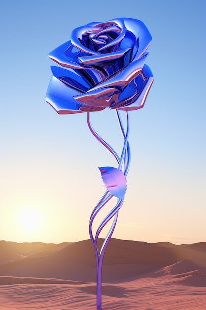 Foto gratuita bella rosa blu nel deserto