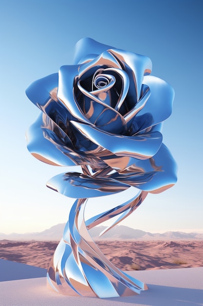 Free photo beautiful blue rose in desert