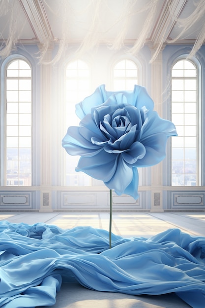 Красивая голубая роза в помещении