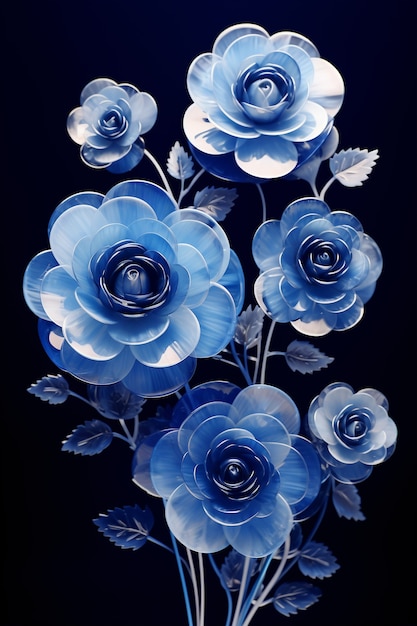 Free photo beautiful blue roses in studio