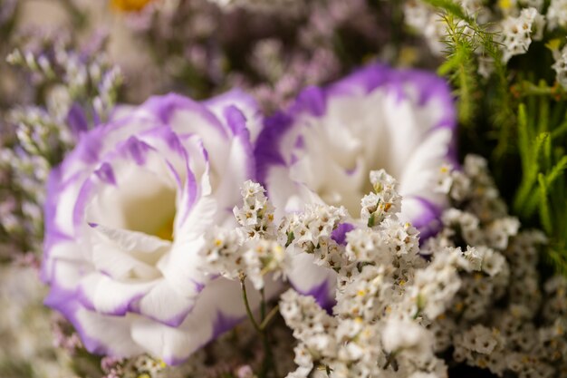 Beautiful blurry flowers high angle