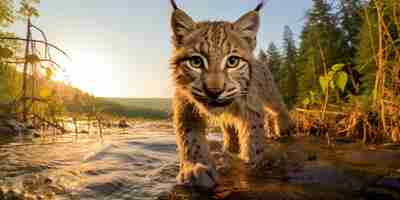 Free photo beautiful bobcat in nature