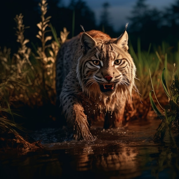 Free photo beautiful bobcat in nature