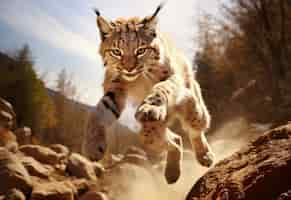 Free photo beautiful bobcat in nature