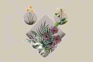 Free photo beautiful botanical collage design