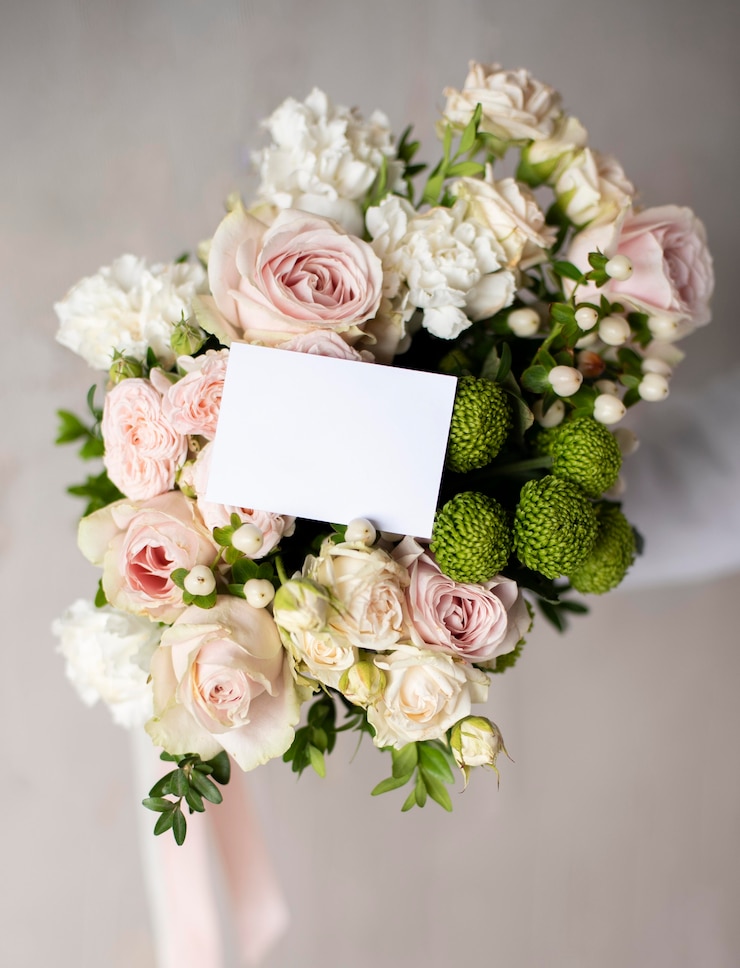 Free Photo beautiful bouquet with note